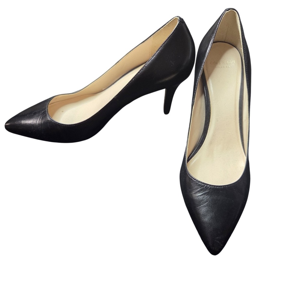 Cole Haan Grand.OS Womens Black Leather Pointed Toe Stiletto Pumps Size 7B
